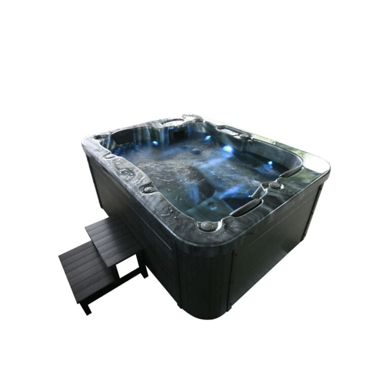 Home Deluxe BLACK MARBLE Whirlpool mit Treppe und Abdeckung