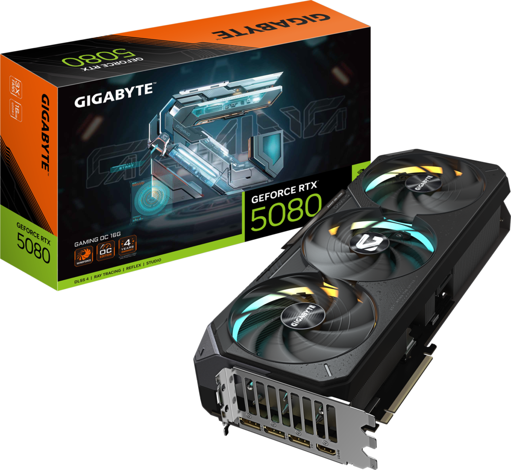GIGABYTE GeForce RTX 5080 GAMING OC – 16 GB GDDR7 – Grafikkarte mit Originalverpackung
